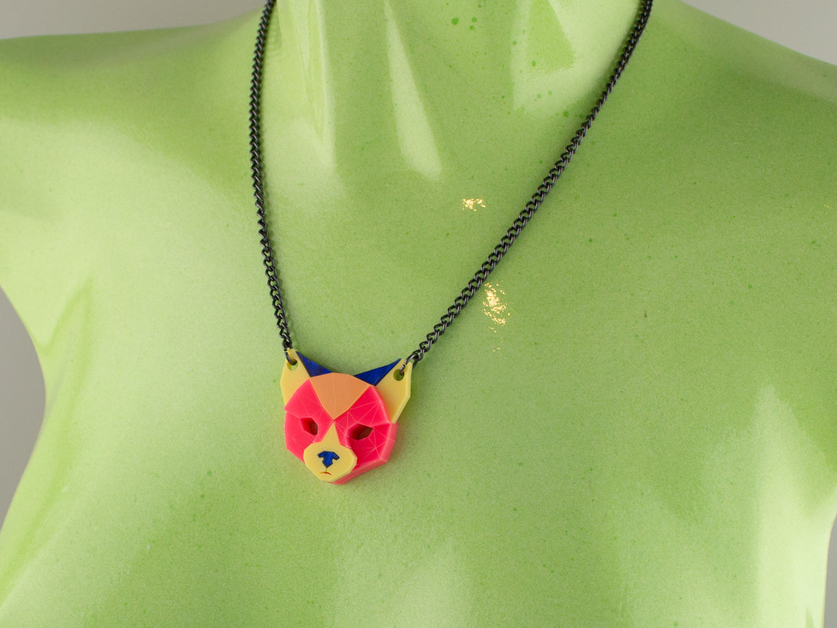 Black Cat Head Necklace - Comet