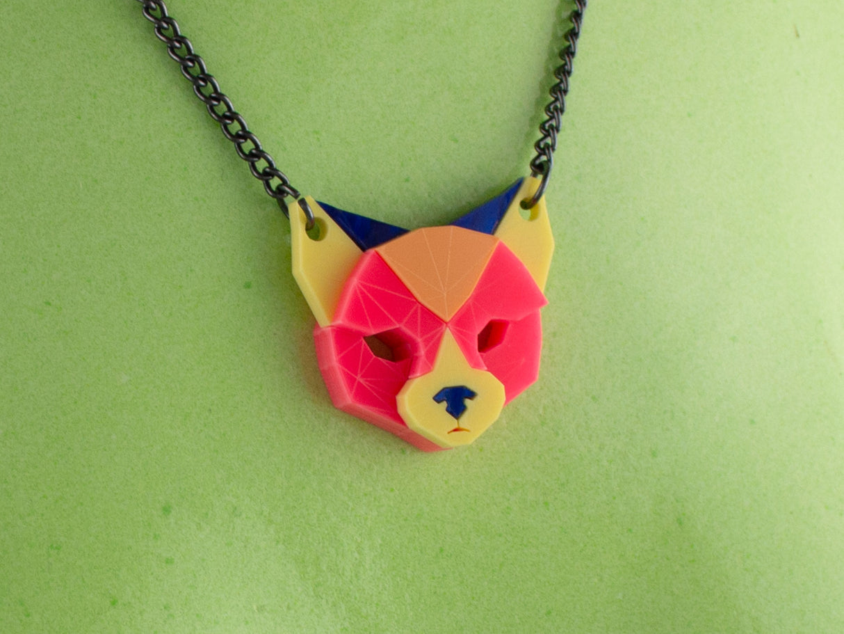 Black Cat Head Necklace - Comet