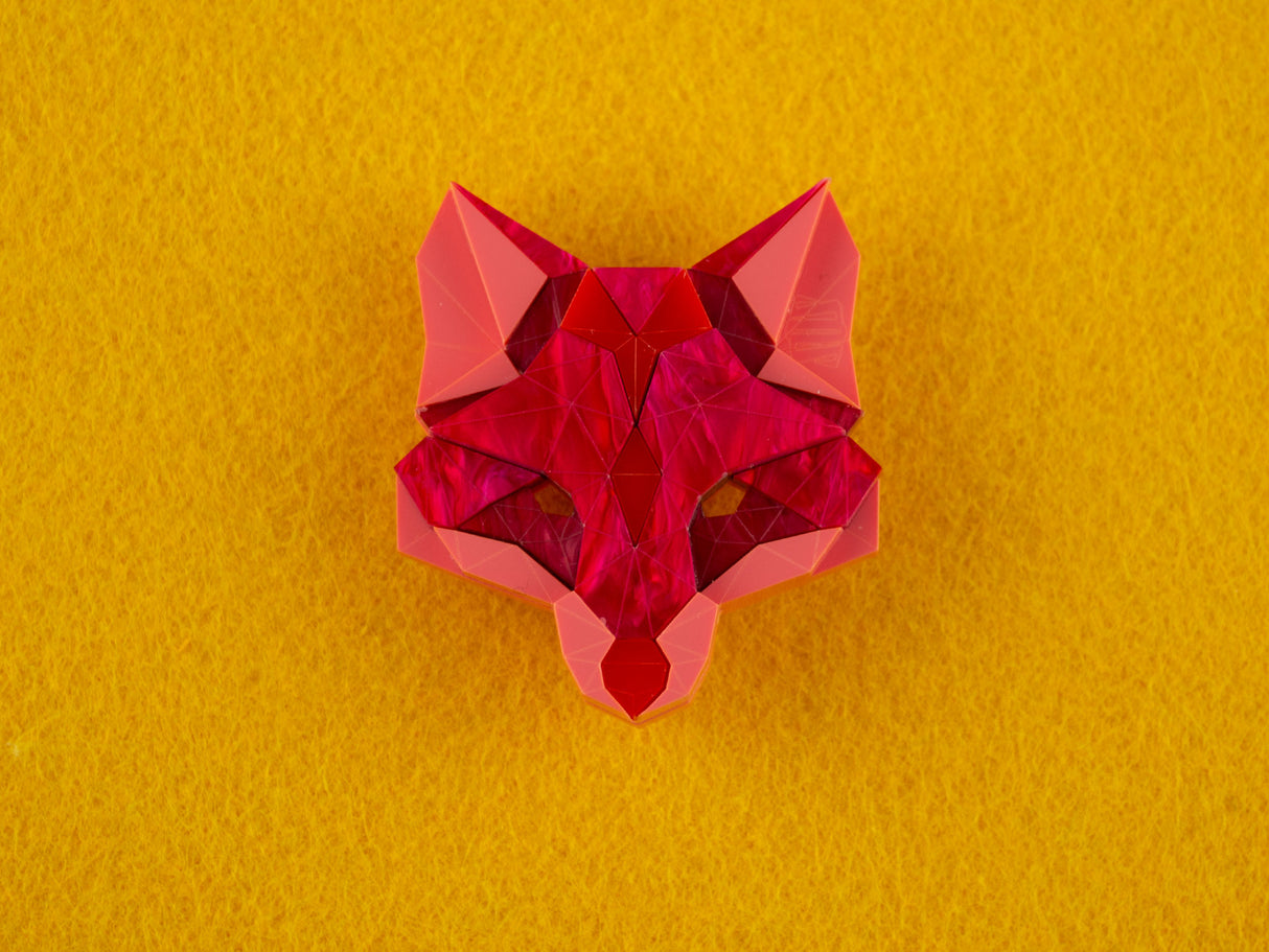 Fox Head Brooch - Lunar Red