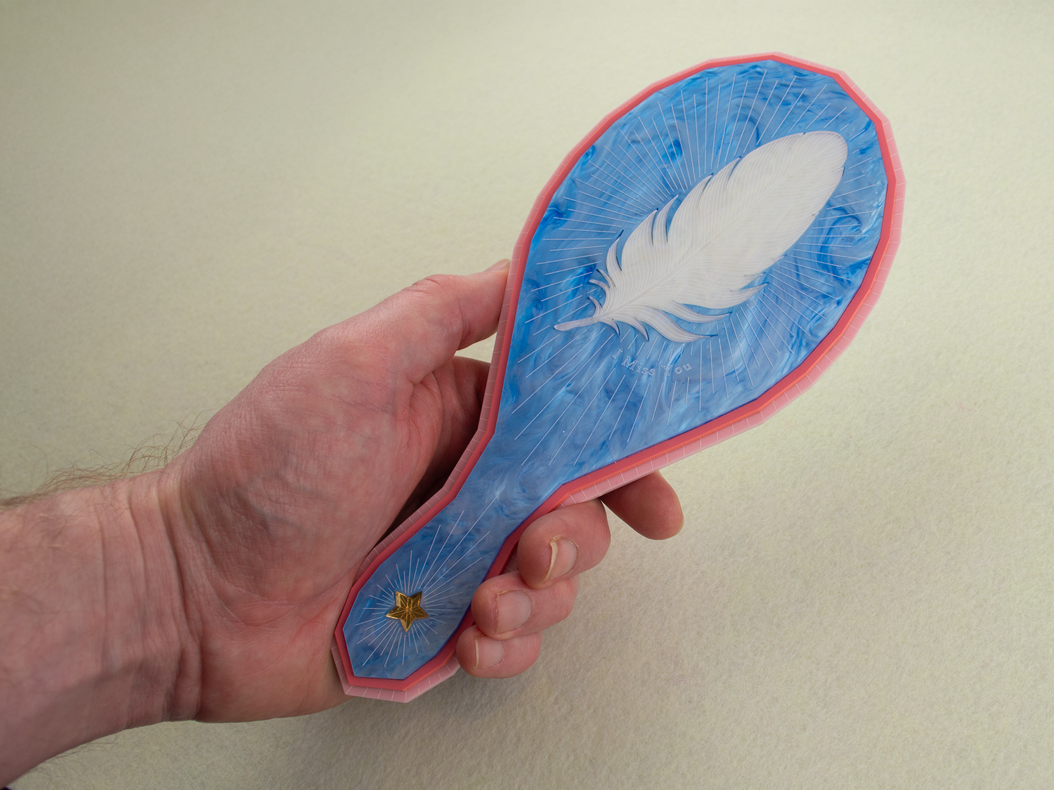 ‘I Miss You, I See You’ Hand Mirror - Sky Blue