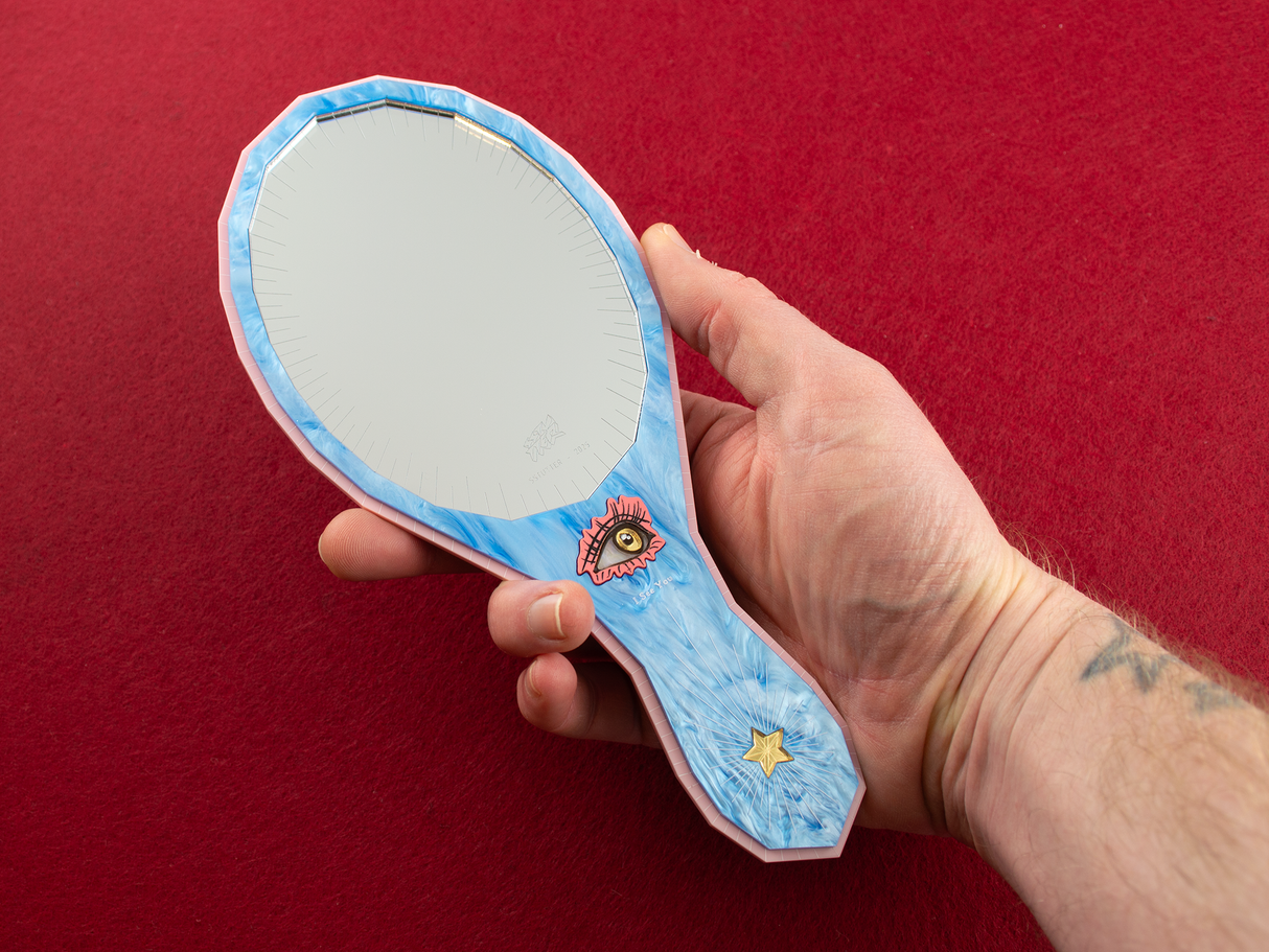 ‘I Miss You, I See You’ Hand Mirror - Sky Blue
