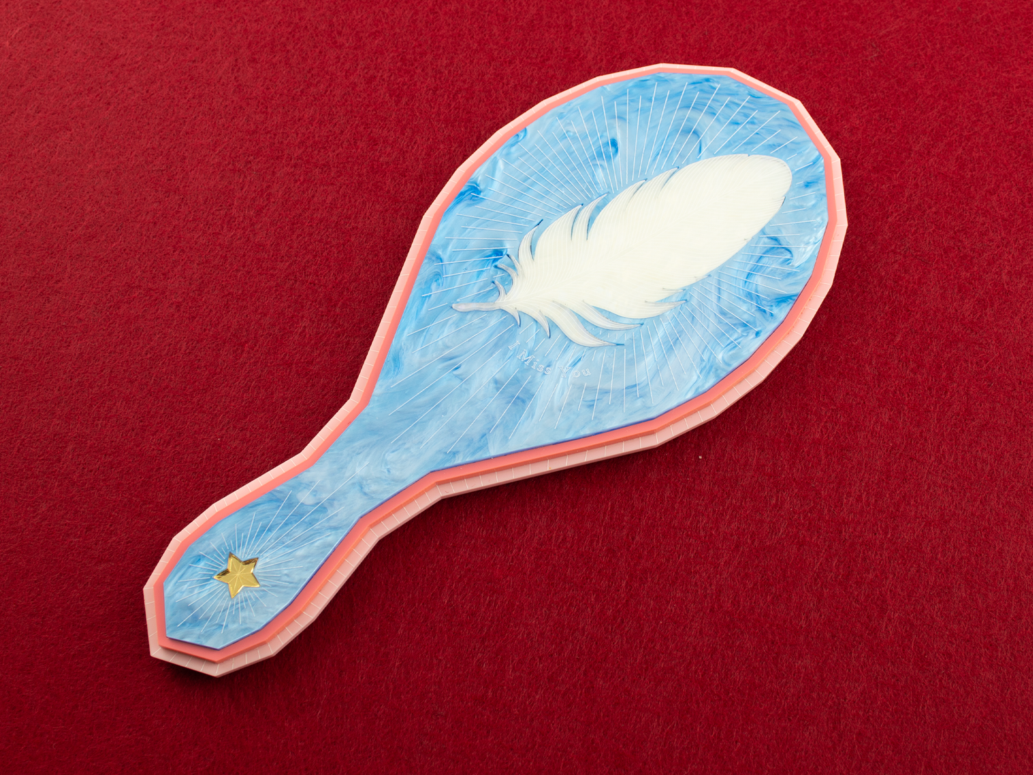 ‘I Miss You, I See You’ Hand Mirror - Sky Blue