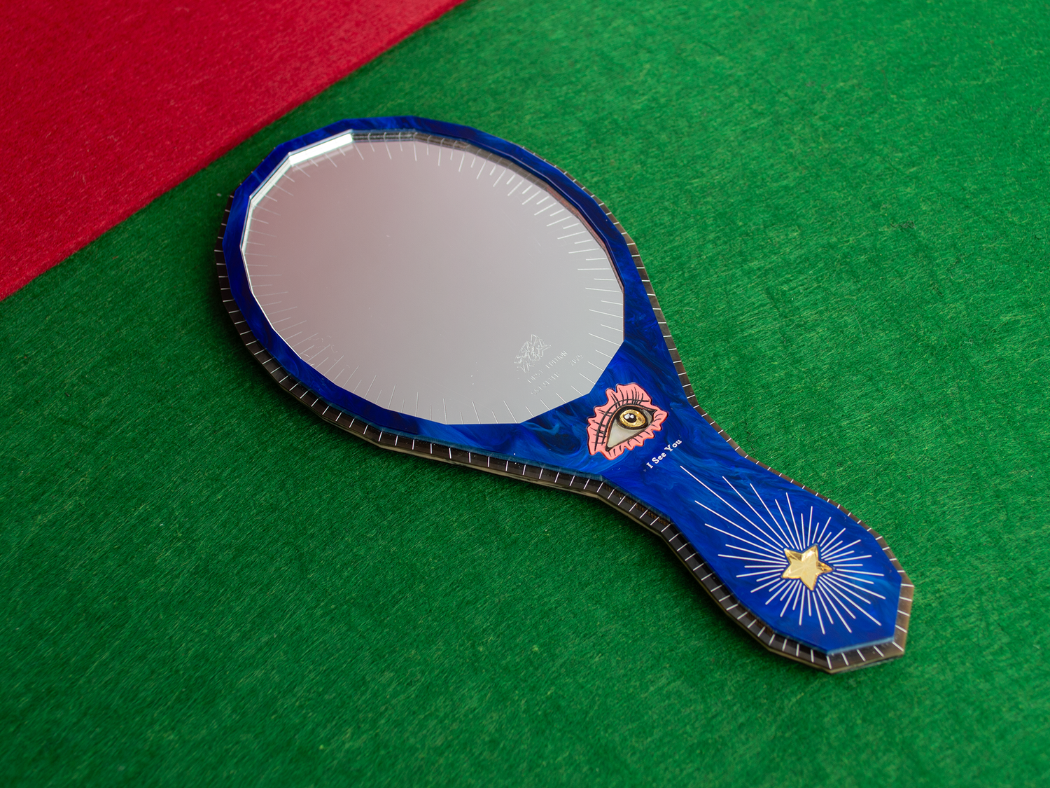 ‘I Miss You, I See You’ Hand Mirror - MIdnight Blue