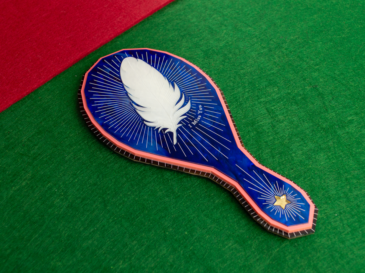 ‘I Miss You, I See You’ Hand Mirror - MIdnight Blue