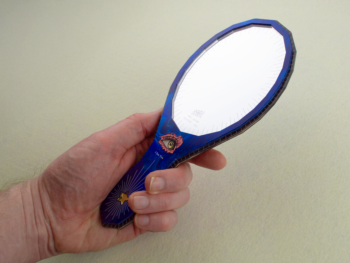 ‘I Miss You, I See You’ Hand Mirror - MIdnight Blue