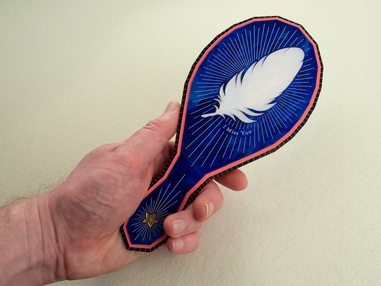 ‘I Miss You, I See You’ Hand Mirror - MIdnight Blue