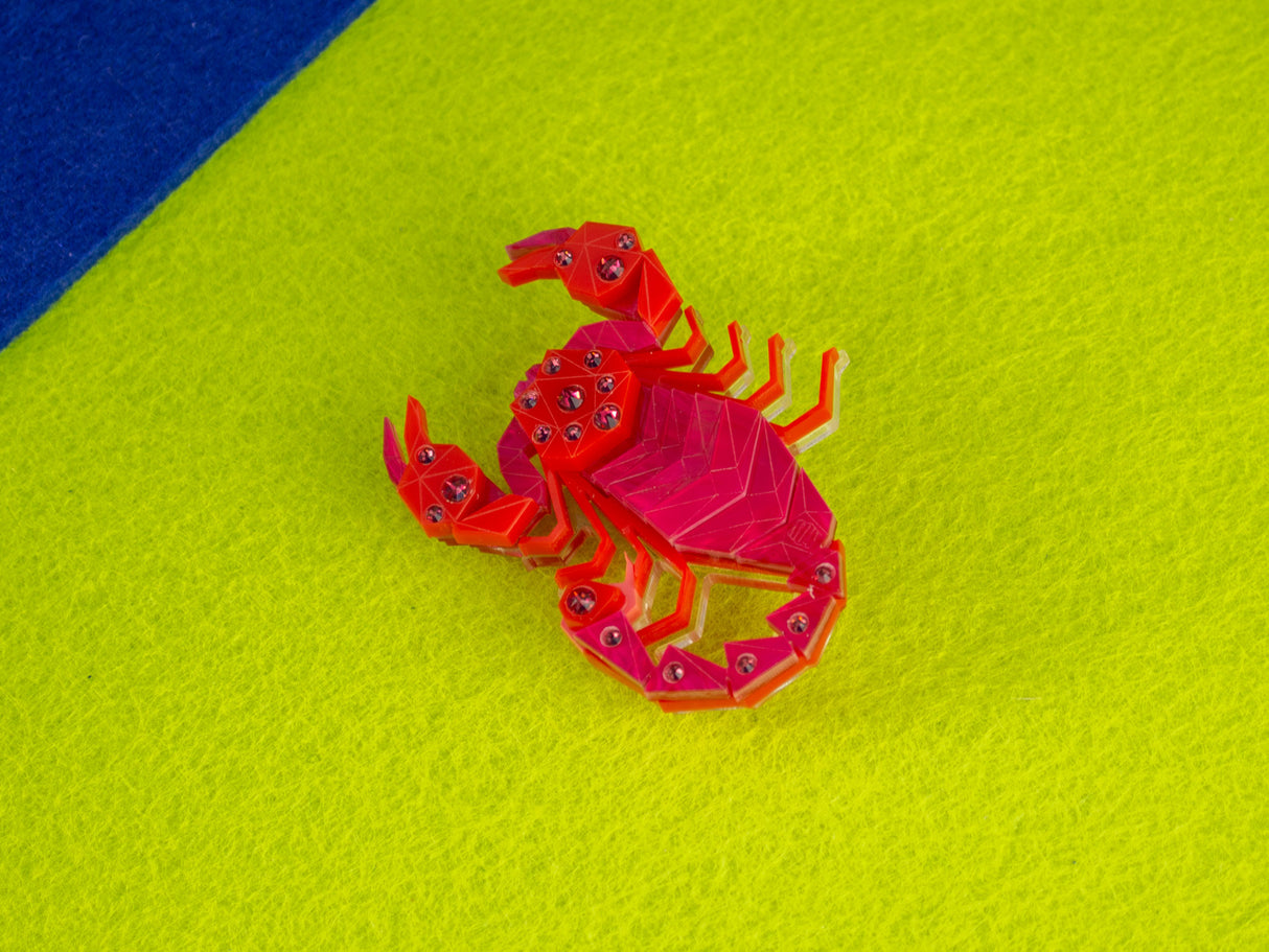 Scorpion Brooch - Lunar Red