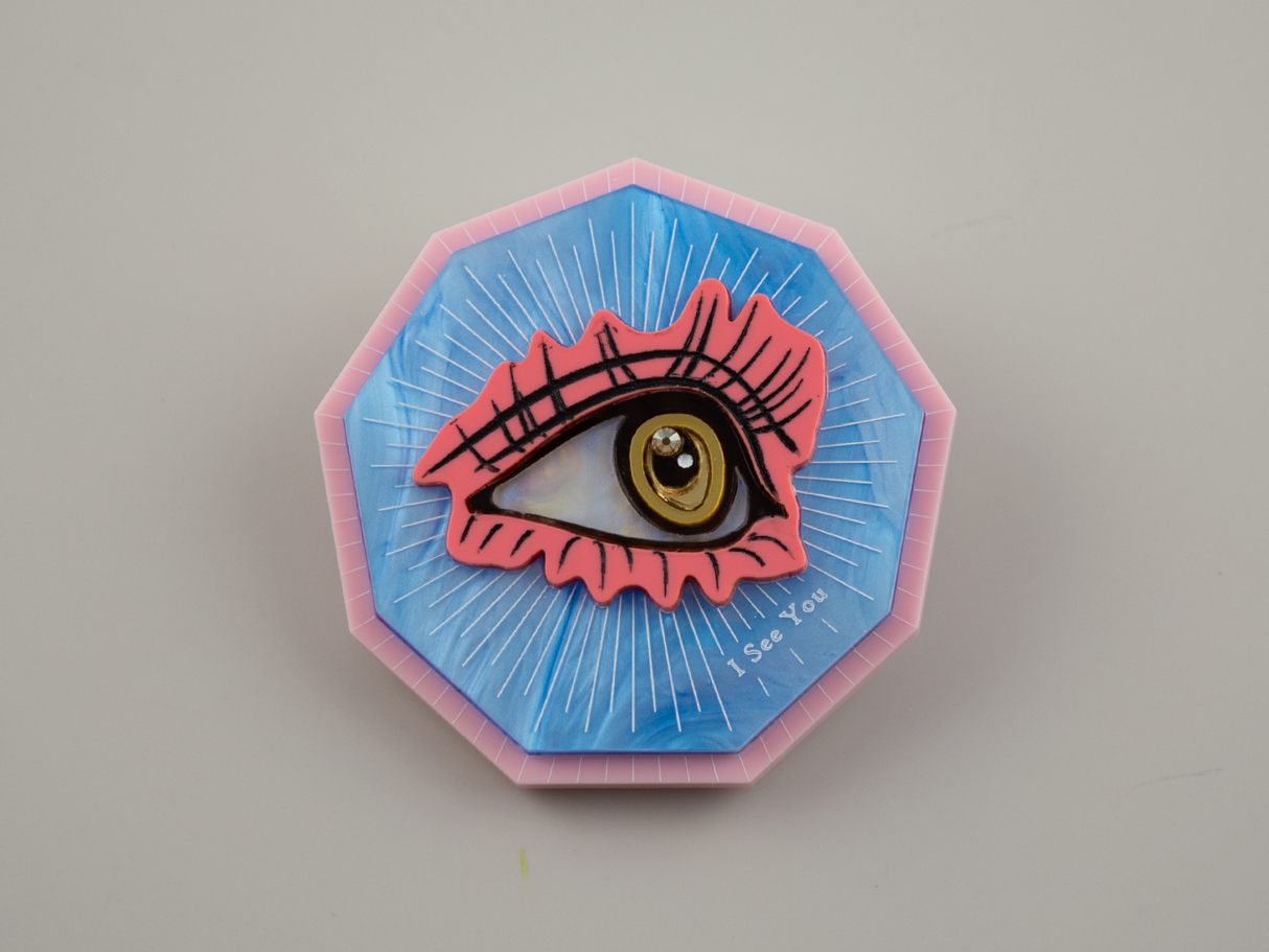 ‘I See You’ Brooch - Sky Blue