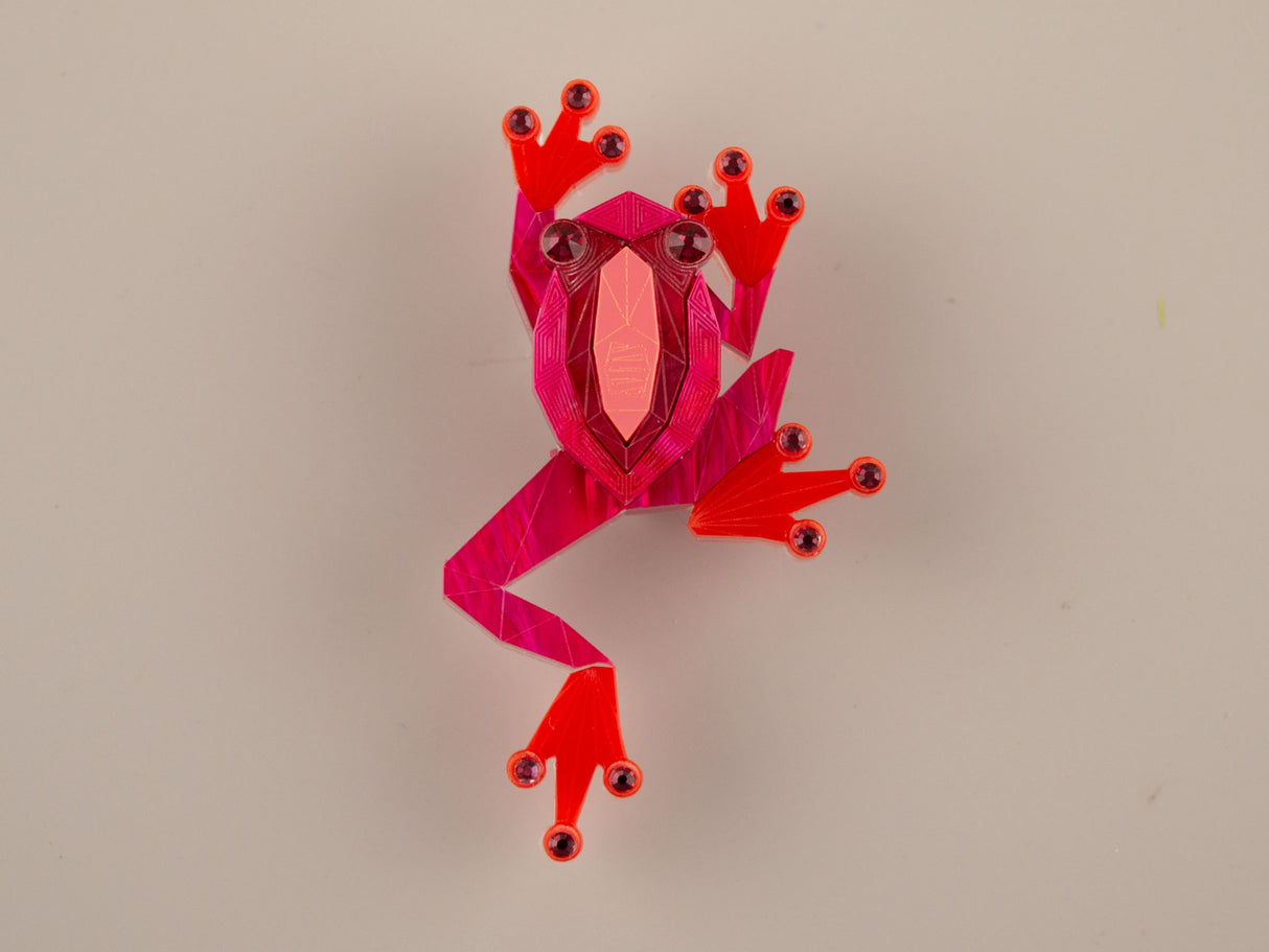 Tree Frog Brooch - Lunar Red