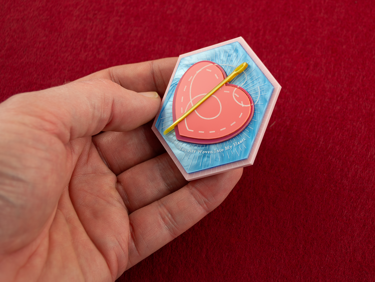 ‘You Are Woven Into My Heart’ Brooch - Sky Blue