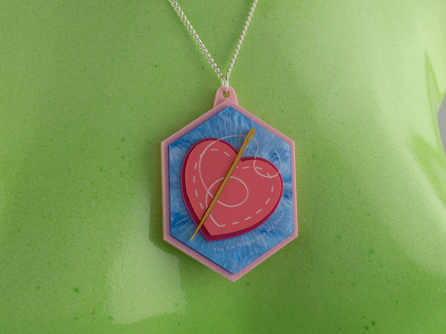 ‘You Are Woven Into My Heart’ Pendant - Sky Blue