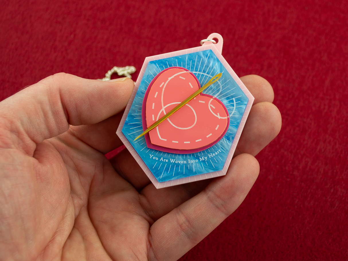 ‘You Are Woven Into My Heart’ Pendant - Sky Blue