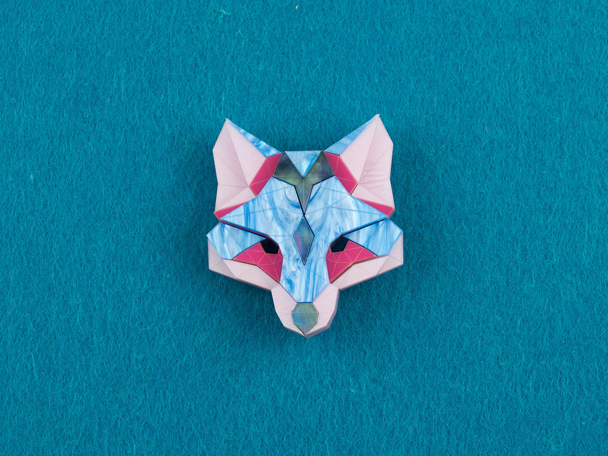 Fox Head Brooch - Water Lilies