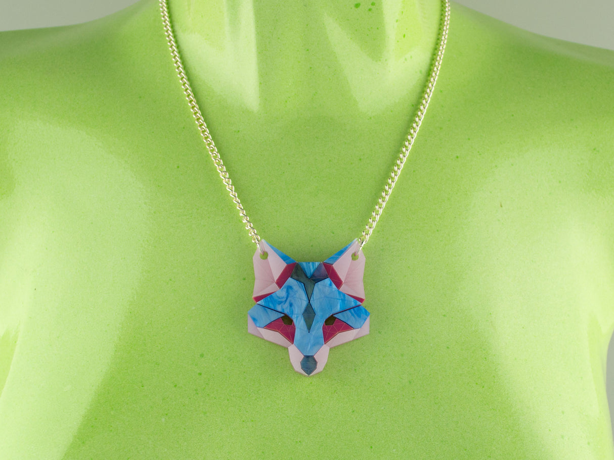 Fox Head Necklace - Water Lilies
