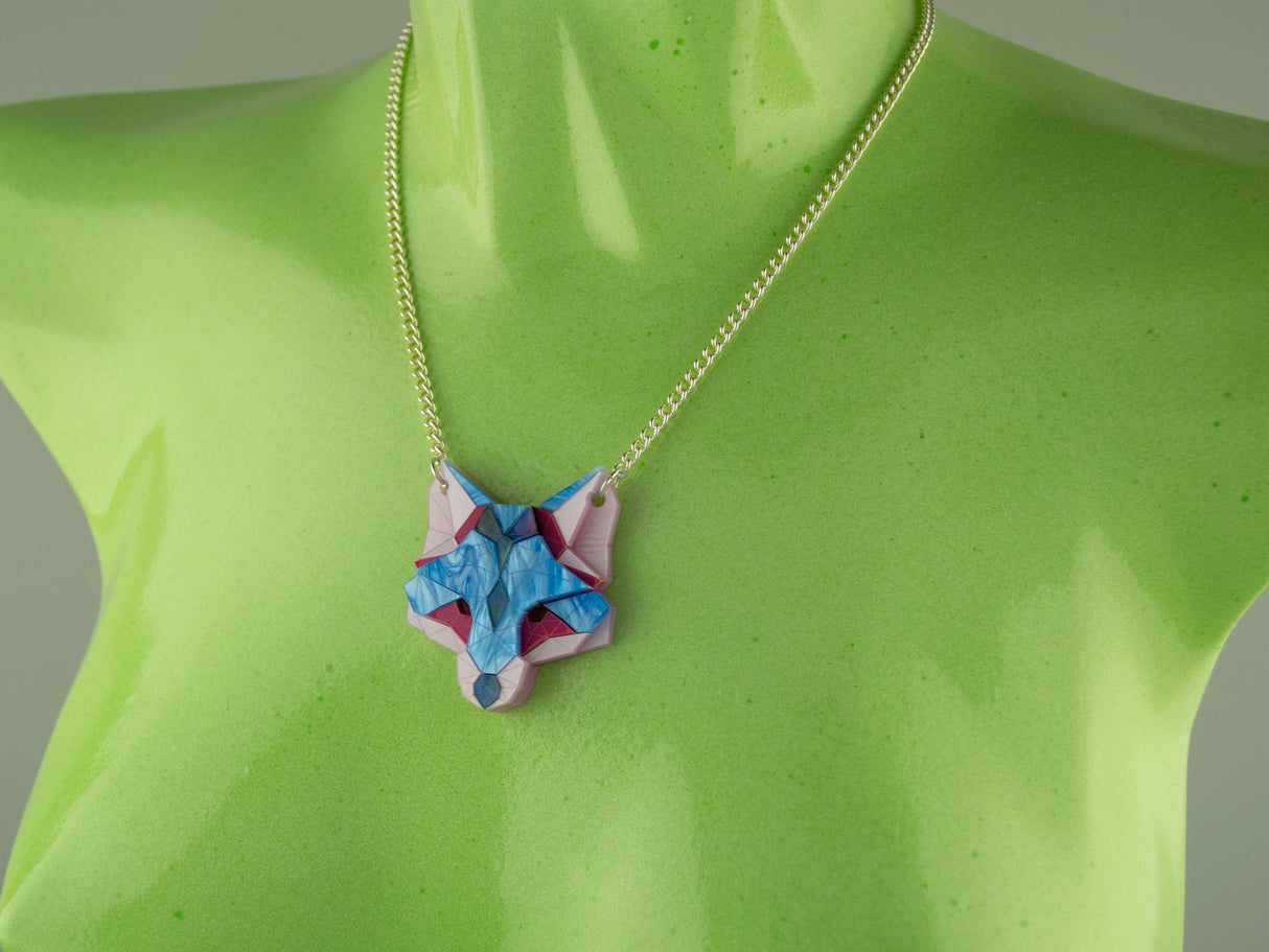 Fox Head Necklace - Water Lilies