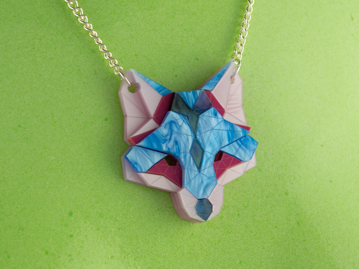 Fox Head Necklace - Water Lilies