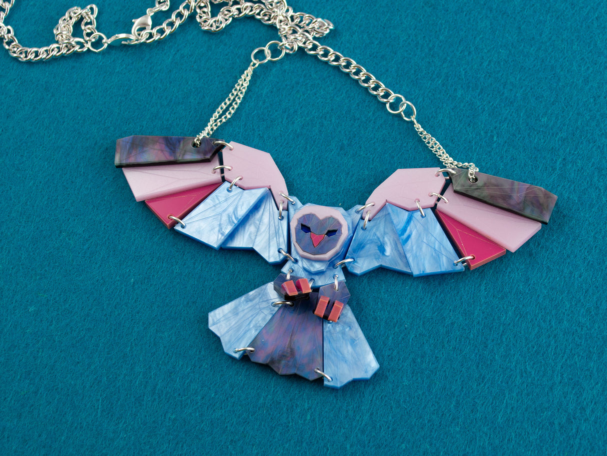 Owl Necklace - Water Lilies