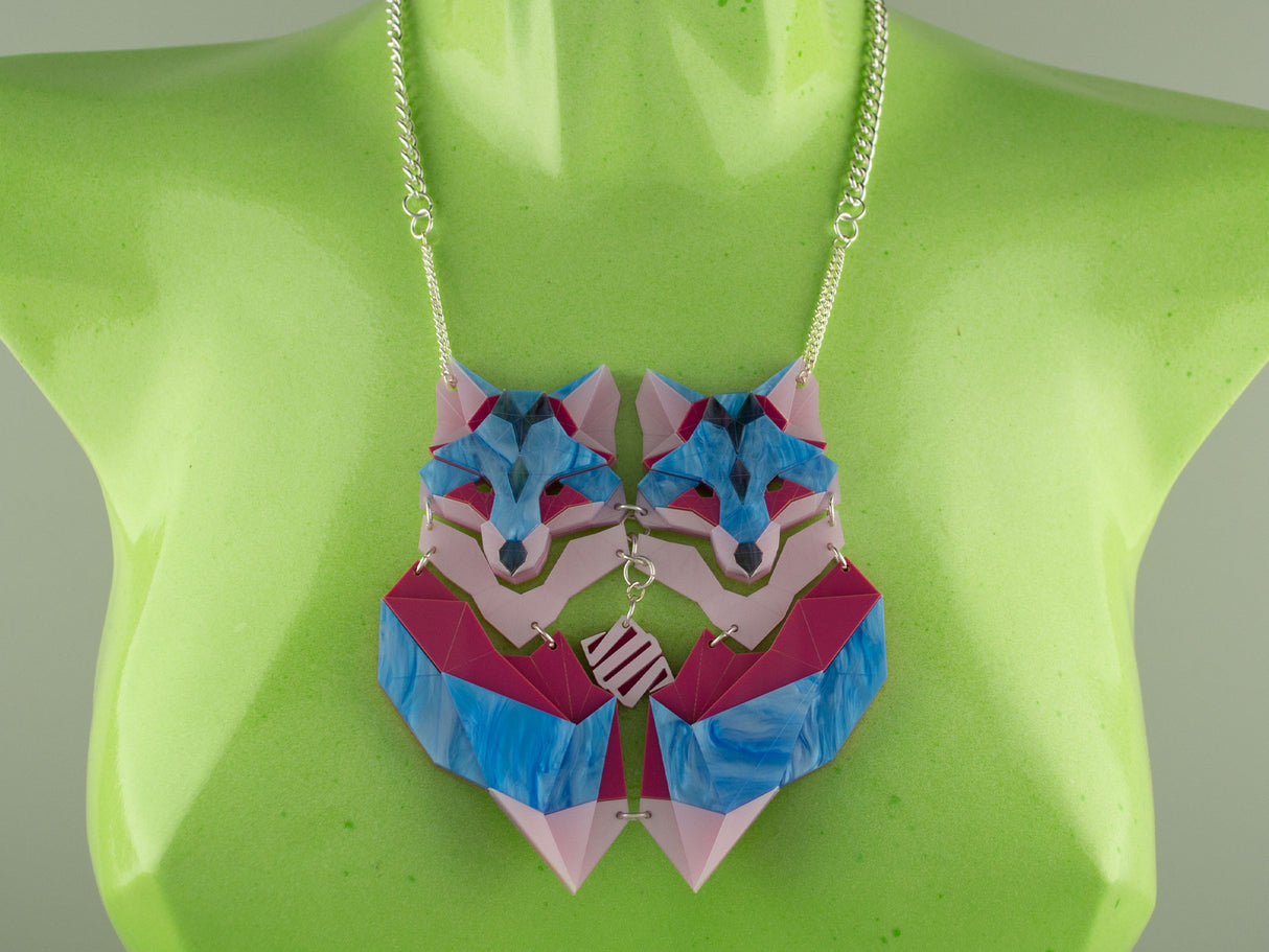 Twin Fox Necklace - Water Lilies