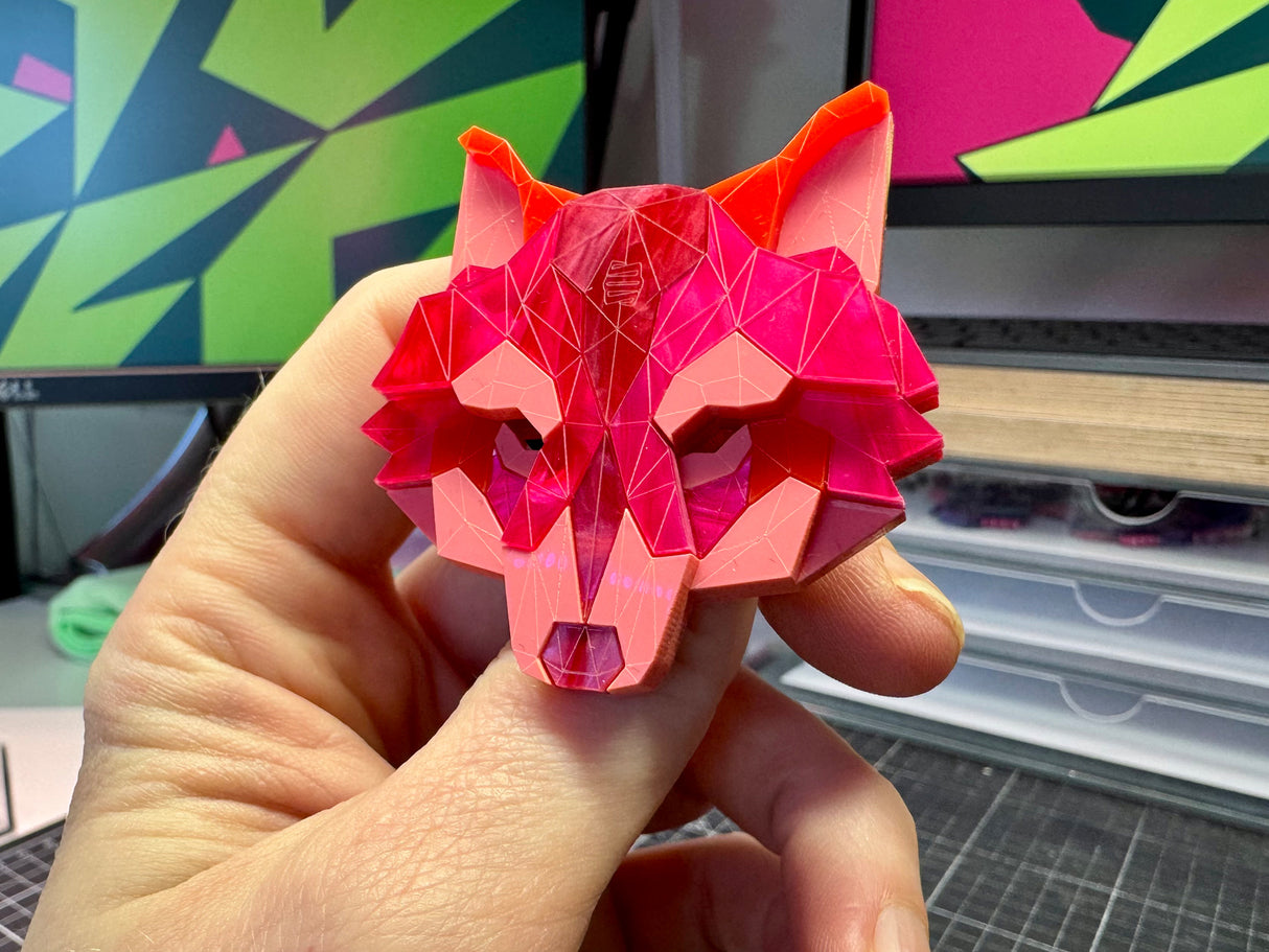 Wolf Head Brooch - Lunar Red