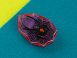 Black Widow Brooch - Scarlet Amethyst