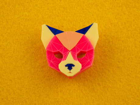 Black Cat Head Brooch - Comet