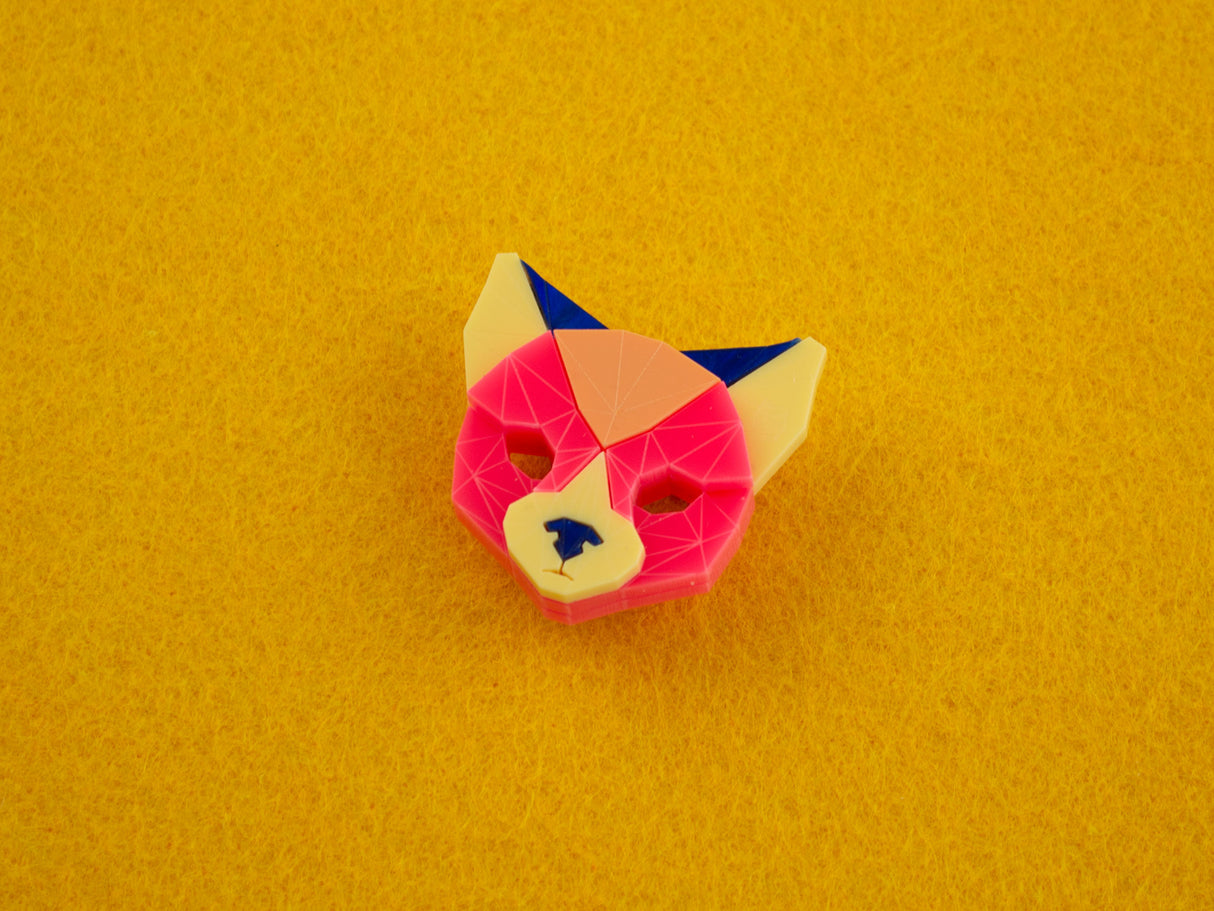 Black Cat Head Brooch - Comet