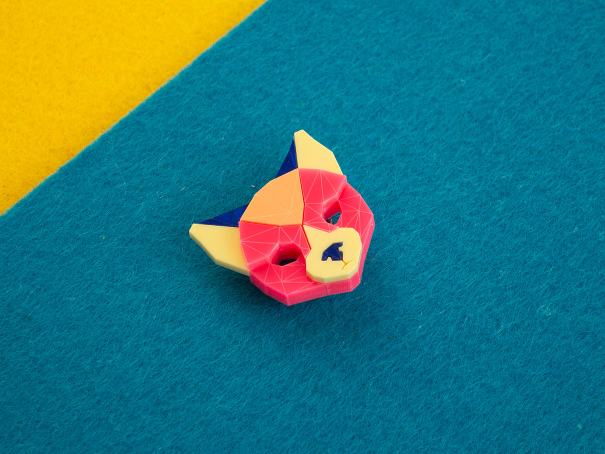 Black Cat Head Brooch - Comet