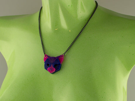 Black Cat Head Necklace - Nightcrawler