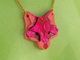 Fox Head Necklace - Lunar Red