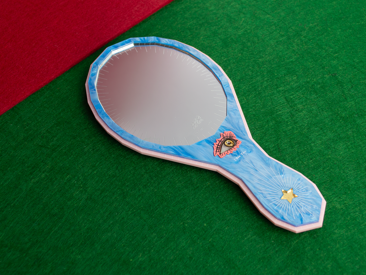 ‘I Miss You, I See You’ Hand Mirror - Sky Blue