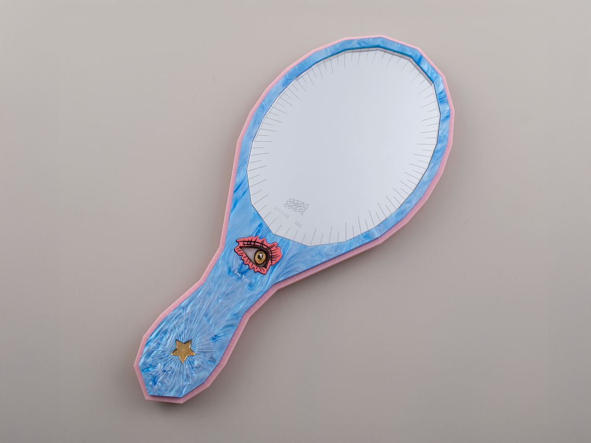‘I Miss You, I See You’ Hand Mirror - Sky Blue