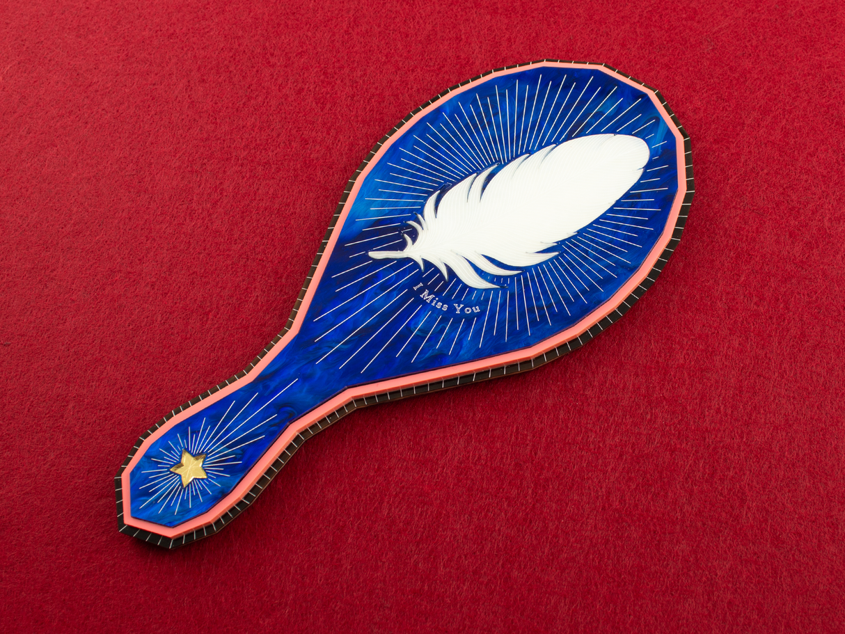 ‘I Miss You, I See You’ Hand Mirror - MIdnight Blue