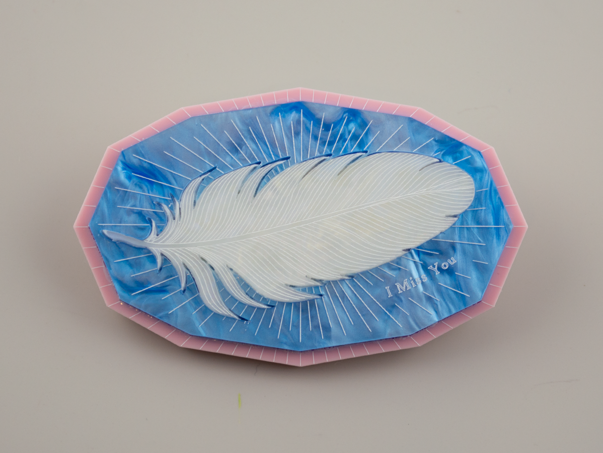 ‘I Miss You’ Brooch - Sky Blue