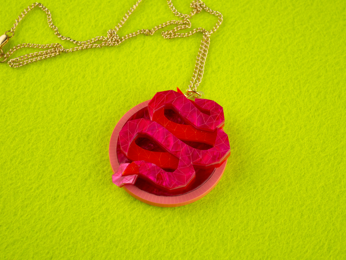 Snake Pendant - Lunar Red