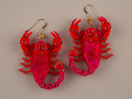 Scorpion Earrings - Lunar Red