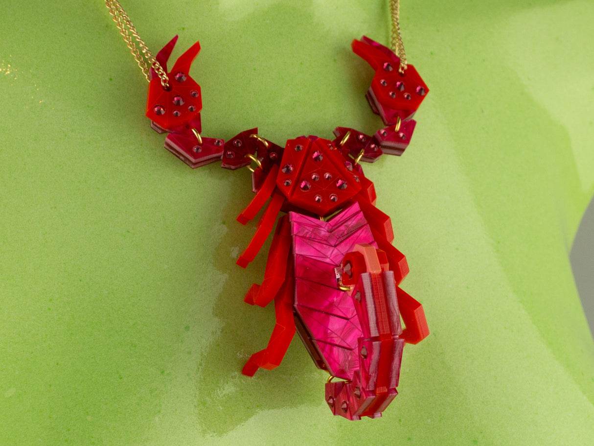 Scorpion Statement Necklace - Lunar Red
