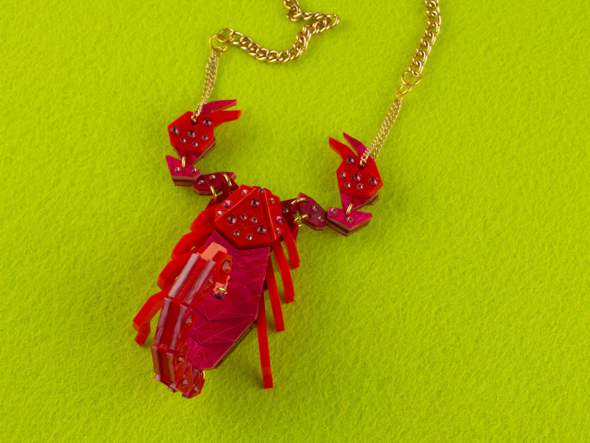 Scorpion Statement Necklace - Lunar Red