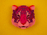 Tiger Head Brooch - Lunar Red