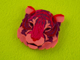 Tiger Head Brooch - Lunar Red