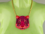 Tiger Head Necklace - Lunar Red
