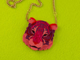Tiger Head Necklace - Lunar Red