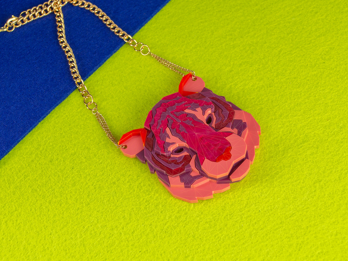 Tiger Head Necklace - Lunar Red