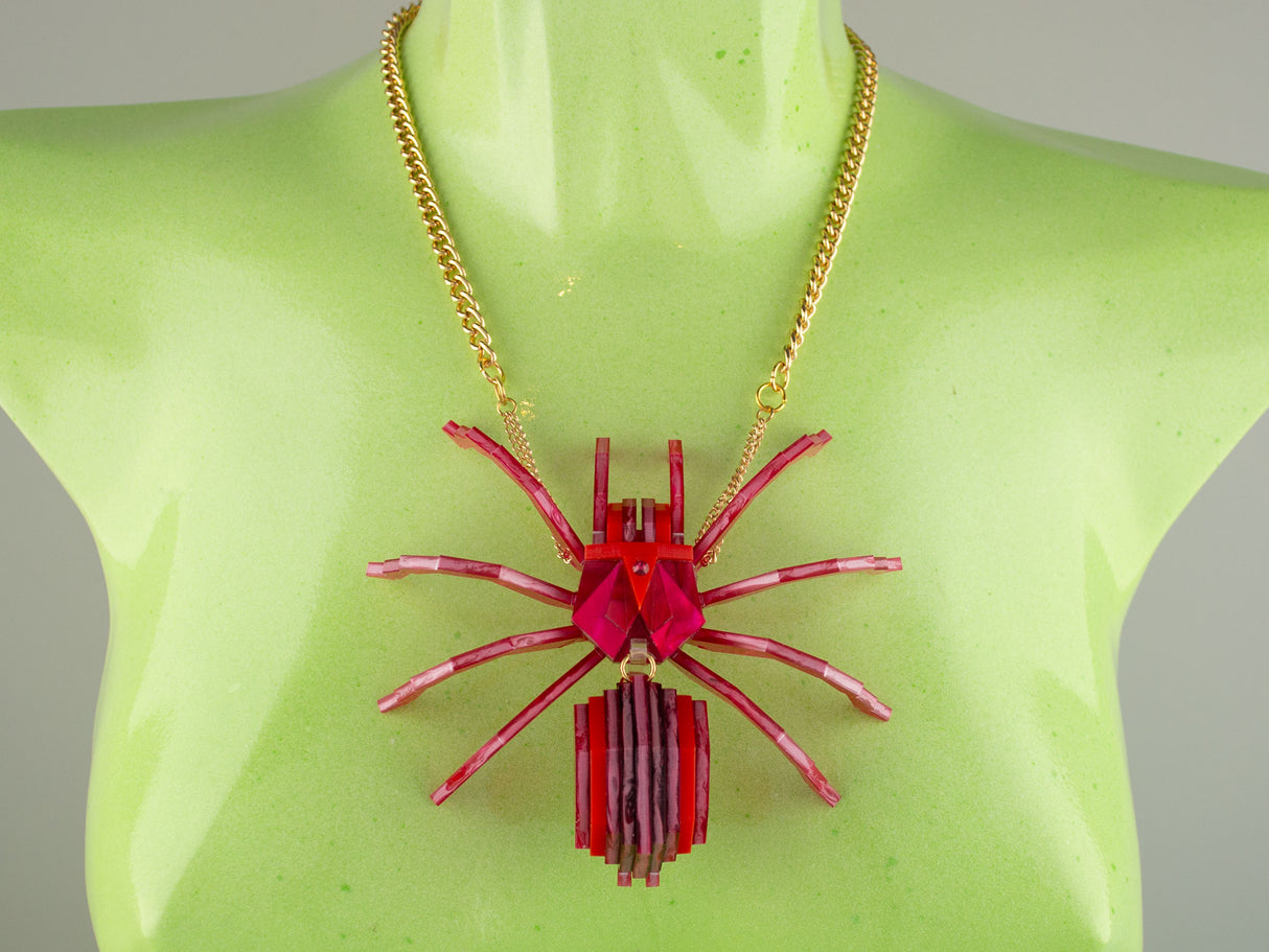 Tarantula Statement Necklace - Lunar Red