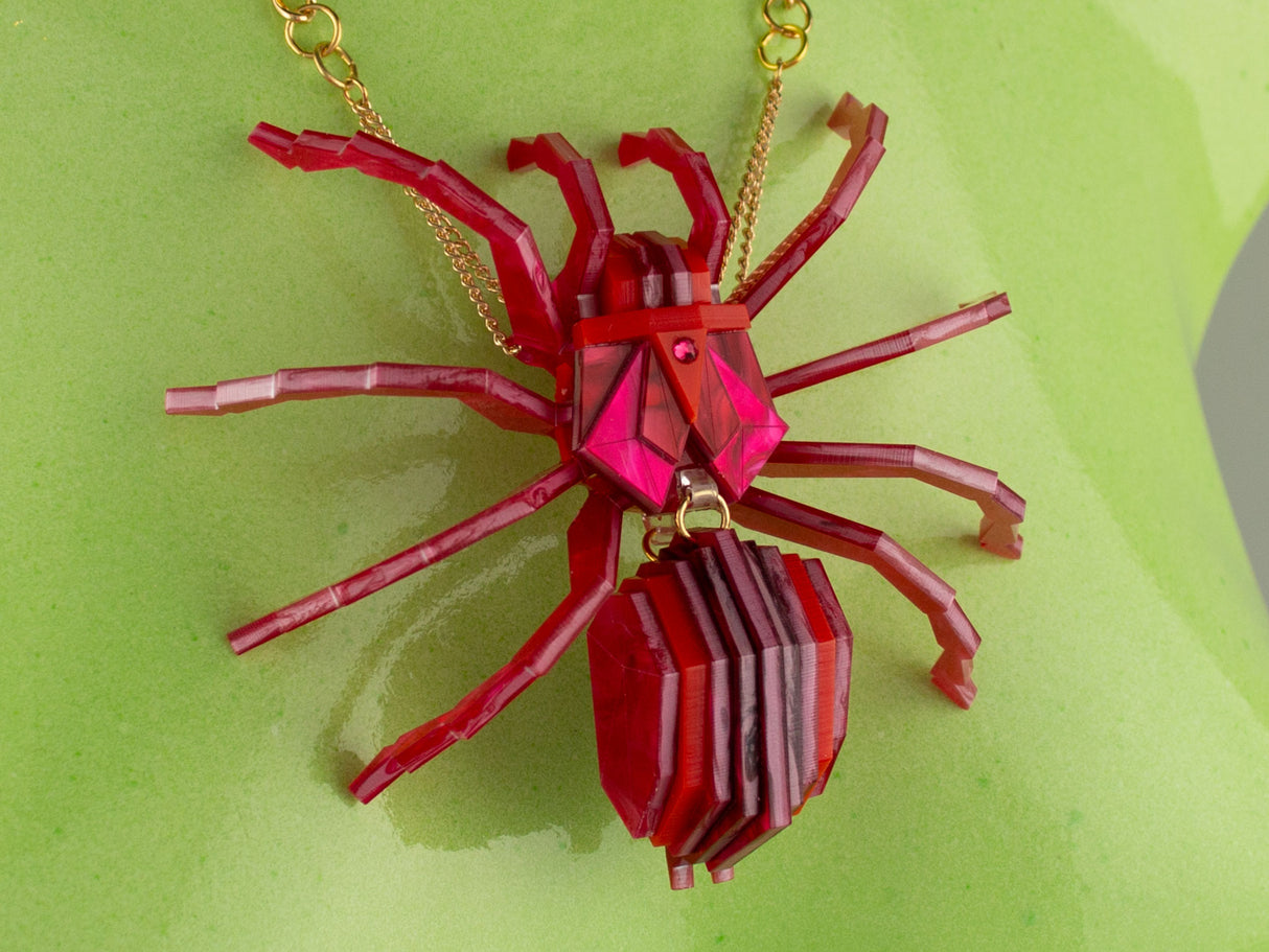 Tarantula Statement Necklace - Lunar Red