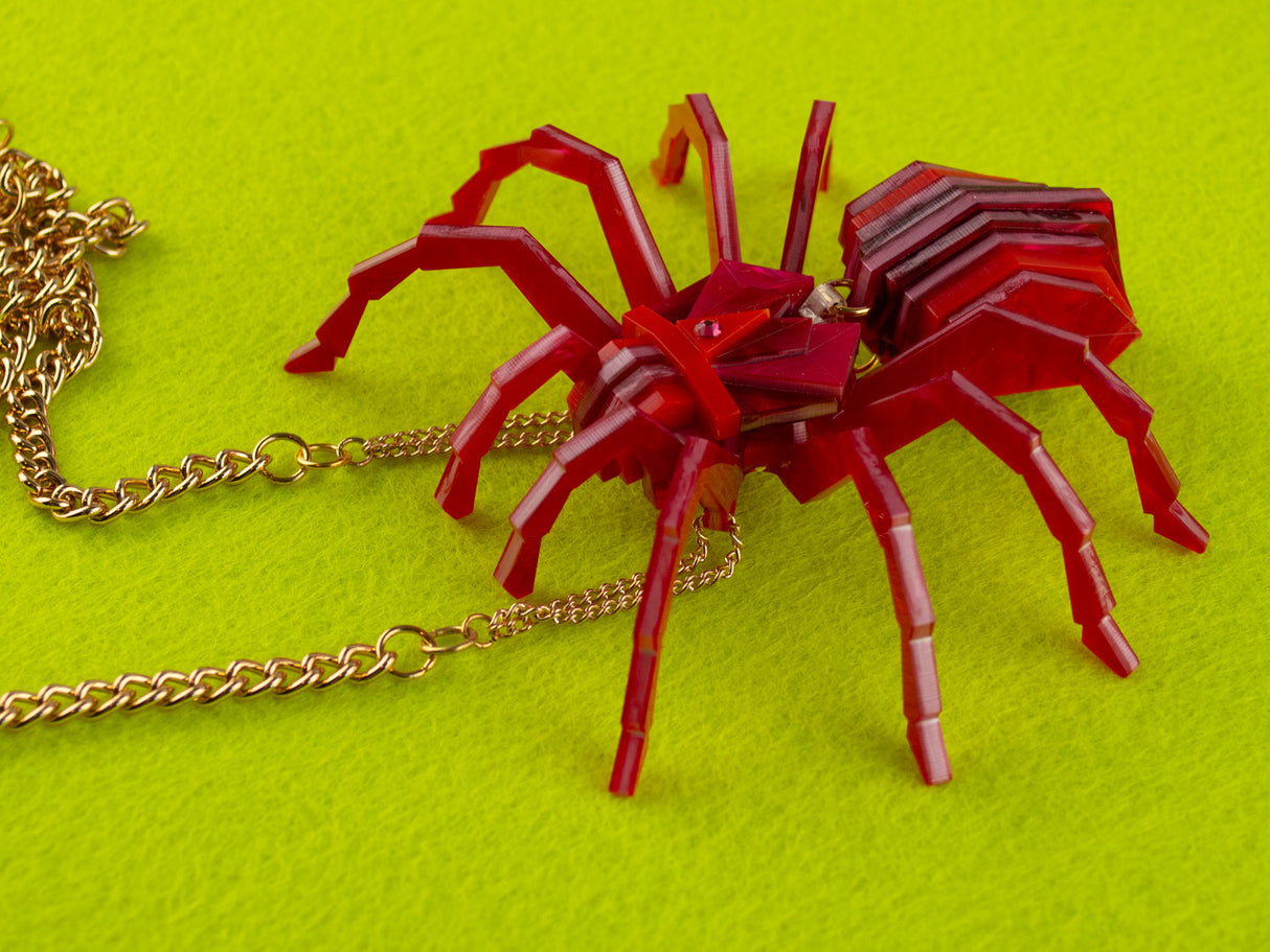 Tarantula Statement Necklace - Lunar Red