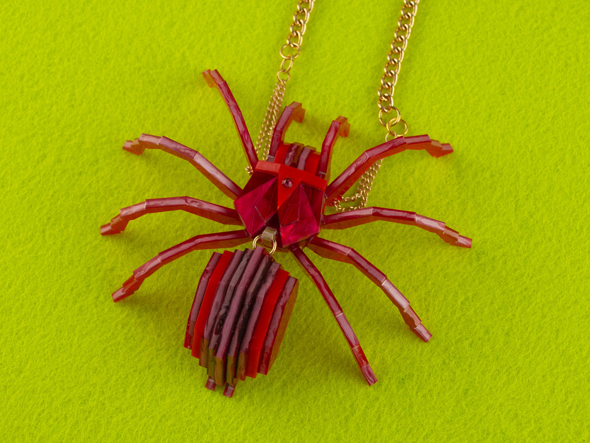 Tarantula Statement Necklace - Lunar Red