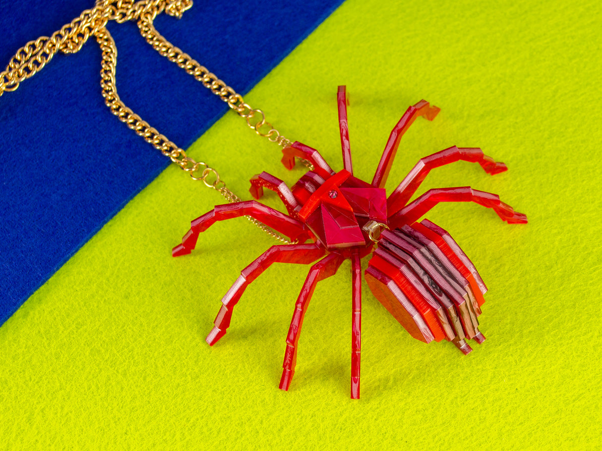 Tarantula Statement Necklace - Lunar Red