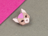 Black Cat Head Brooch - Lavender Kiss