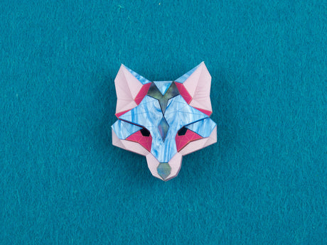 Fox Head Brooch - Water Lilies