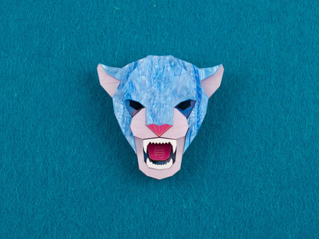 Jaguar Head Brooch - Water Lilies